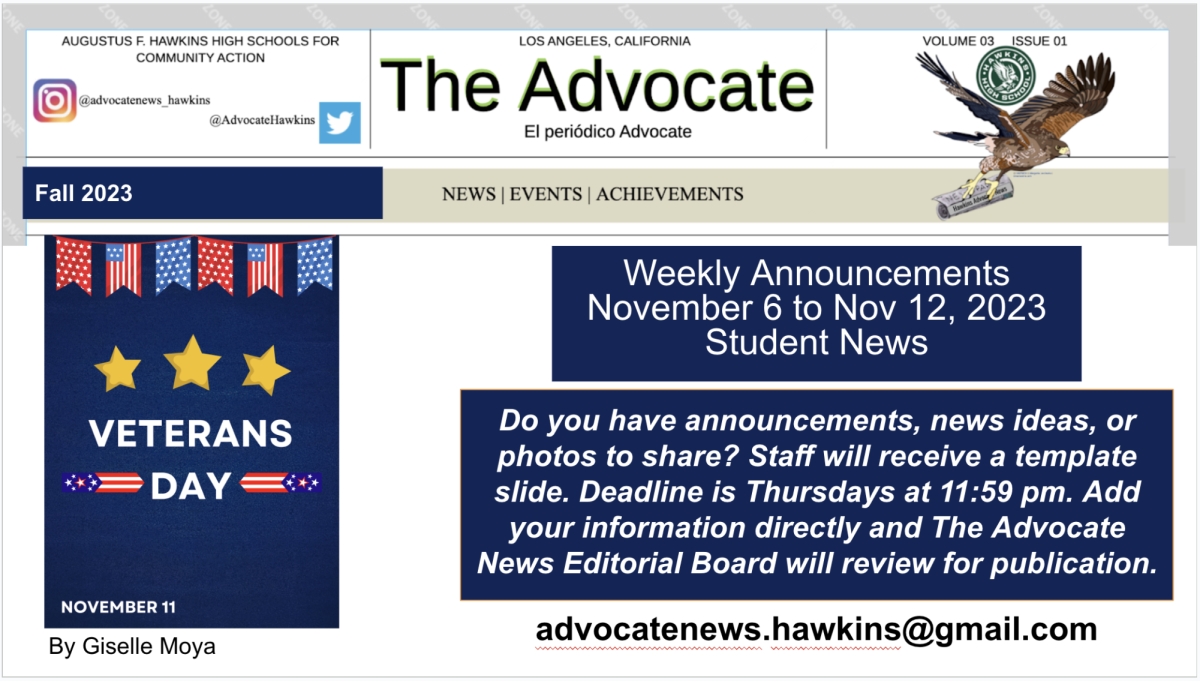 Weekly Announcements, 11-6-2023